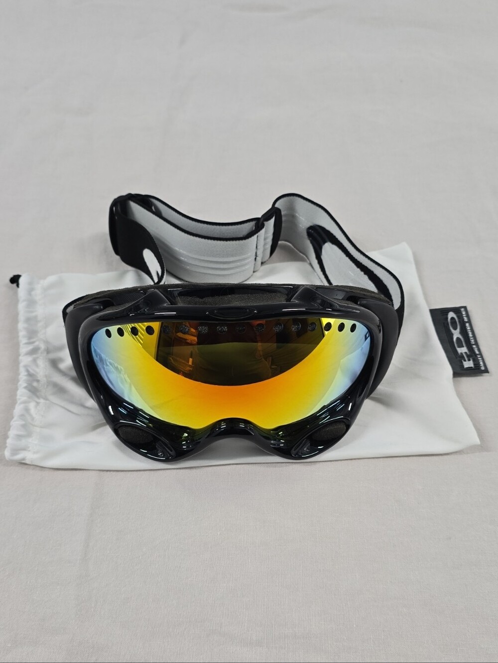 Oakley Black Goggles with Mirrored Yellow-Orange Lens